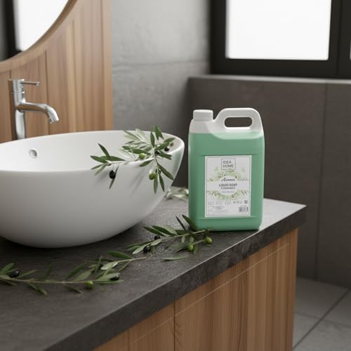 Idea Home Flüssigseife AROMÉA Green Harmony 5L Großpackung | Nachfüllkanister für Seifenspender & Dosierer | Pflegende Handseife mit Olivenduft