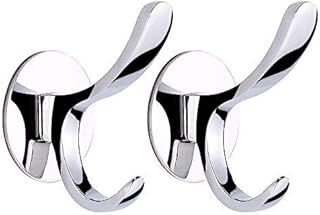 Gricol Robe Towel Coat Hooks Adhesive Wall Hanger,Stainless Steel Door Hook for Bathroom Kitchen,Sliver