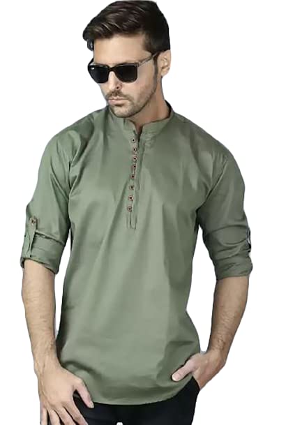 Image of Cotton Men's Straight Long Kurta for Men Traditional