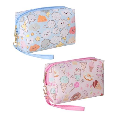 Bolsa De Almacenamiento De Dibujos Animados De 2 Uds, Bolsa De Cosméticos Portátil, Bolsa De Almacenamiento De Gran Capacidad, Bonita Bolsa De Aseo, Accesorios De Viaje