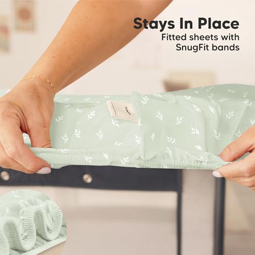 Image of 2-Pack Mini Crib Sheets Fitted, 38x26 Pack N Play Mattress Sheets (Herb) | Organic Cotton Sheets for Pack and Play Mattress, Soft, Breathable Playard Bedding Sheet, Mini Toddler Bed Cover, Boys, Girls