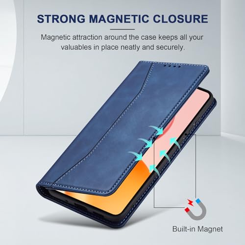 Image of Jasonyu Cover for Honor 400 Flip PU Leather Case, Book Wallet Cover, Stand Function, Magnetic, Card Slots, TPU Bumper Case (Blue)