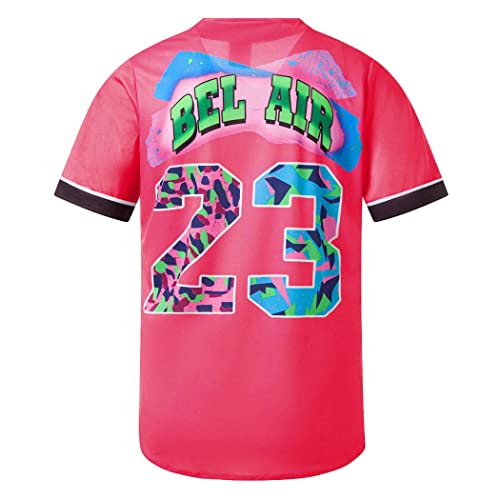 TIFIYA Bel-Air #23 Camisa de beisebol estampada frontal para festa de aniversário com tema dos anos
