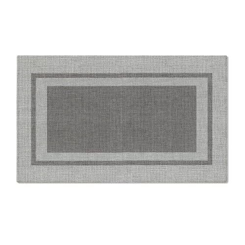 Artoid Mode Grey Absorbent Rectangle Non-Skid Doormat, Home Mats Non Slip Washable Natural Rubber Back Door Mat Floor Mat for 17x29 Inch