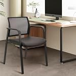 CLATINA Stackable Office Chair, Mesh Back Guest Chairs with Comfortable Leather Seat Arms Stacking Ergonomic Desk Chair No Wheels for Conference Waiting Reception School Stationary, Black, Set of 8 - Image 2