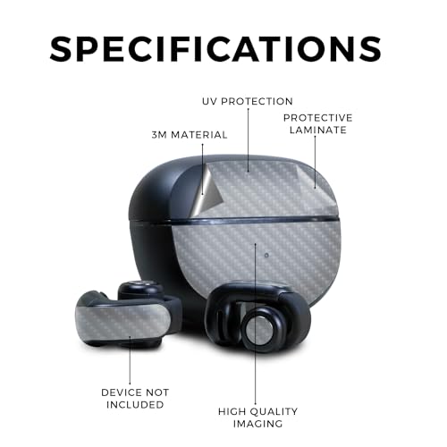 Image of Carbon Fiber Skin Compatible with Bose Ultra Open Earbuds - Solid Gray - Premium 3M Vinyl Protective Wrap Decal Cover - Easy to Apply | Crafted in The USA by MightySkins