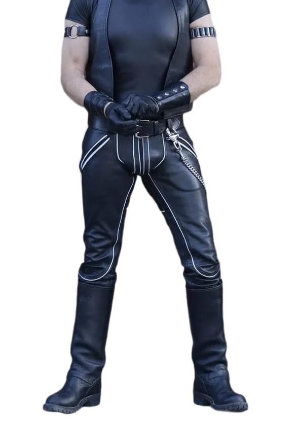 Men's Real Motorcycle & Cowboy Western American Fashion Leather Pant2