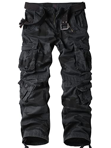 Mens BDU Casual Military Pants Tactical Wild Army Combat ACU Rip Stop Camo Cargo Work Pants Trousers with 8 Pockets #7533 Dark Camouflage 36