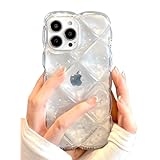 saymi's キルティング クリア おしゃれ 韓国 iPhone16 ケース きらきら ぷっくり 衝撃吸収 クッションデザイン 立体 シルバー 持ちやすい 透明 可愛い 推し活 (iPhone16)