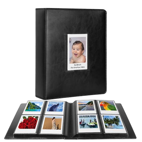 288 Vertical Photos for Instax Mini Photo Album, Front Window, For Polaroid Book Album 2x3 For Fujifilm Instax Mini 12 11 9 8 40 Film, Polaroid 300, HP Sprocket, K-pop Photocards (Black)