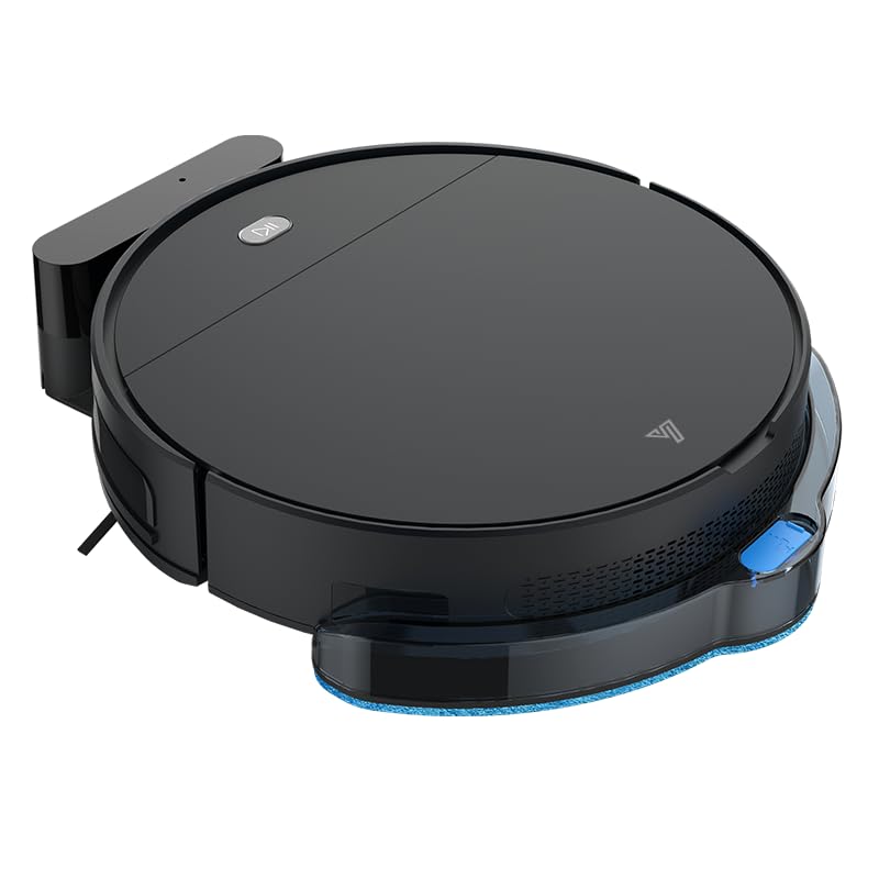 Yigars Robot Aspirador y Fregasuelos con Mapeo 2 en 1, Motor de Succión 2000Pa 100 min Control por App Mando y Voz para Suelos Duros,alfombras y Pelo de Mascotas-Negro