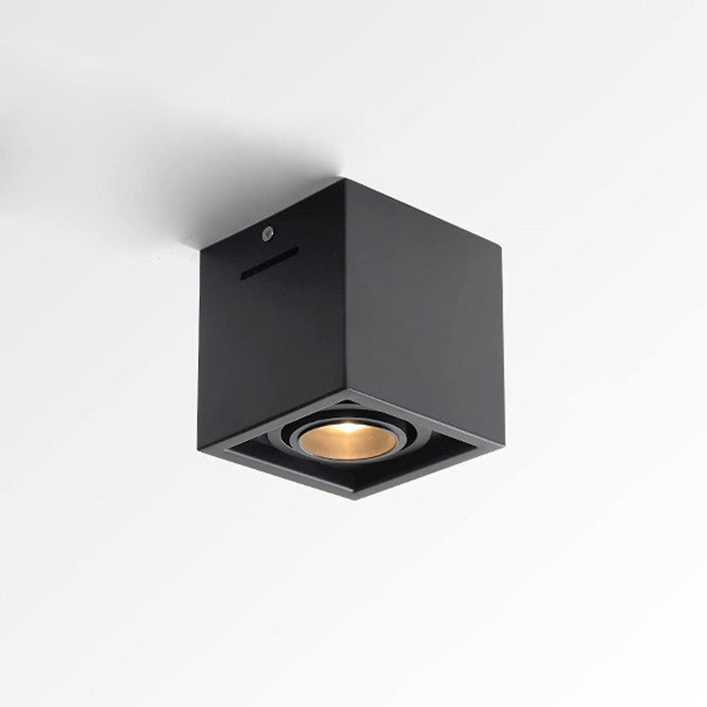 BHGFYXBS 10W Led Ceiling Spotlight Fixture, Adjustable Spot Light Indoor Ceiling Lamp, Surface Mounted Square Downlight, Focusing Directional Spotlights For Living Room Corridor,Black3000k