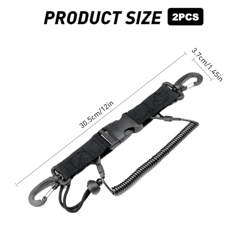 leruiyezs 2pcs Spiralkabel Tauchen Hochwertiges Tauchzubehör Mit Karabiner Und Clips Schnellverschluss, Verlängerbar Bis 150 cm, Für Unterwasserkameras, Taucher Ausrüstung, Schnorcheln Und Klettern