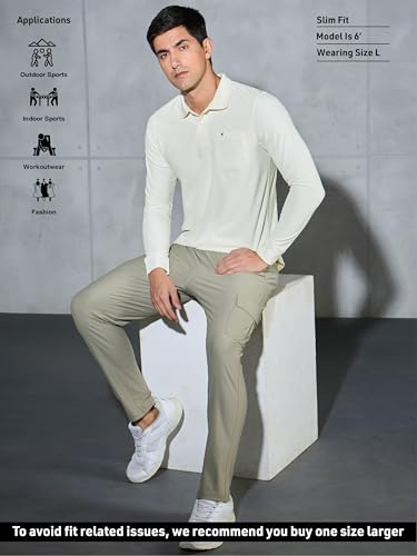 Image of TECHNOSPORT Men Polyester Slim Fit Polo Neck Full Sleeve Matpiq T-Shirt with Patch Pocket for Regular Use