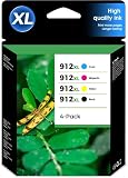 912XL (3YP34AE) Cartouche d'encre multicolore pour HP 912XL 912 XL pour HP Officejet 8012 8014 8015 8024 pour OfficeJet Pro 8022 8024 8025 8030 (1Noir 1Cyan 1Magenta 1Jaune)