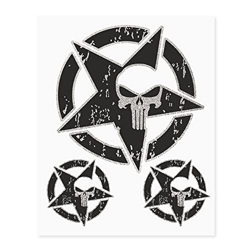 4R Quattroerre.it 9169 Kit Adventure Stickers Autocollants pour Moto Top Case Étoile Punisher...