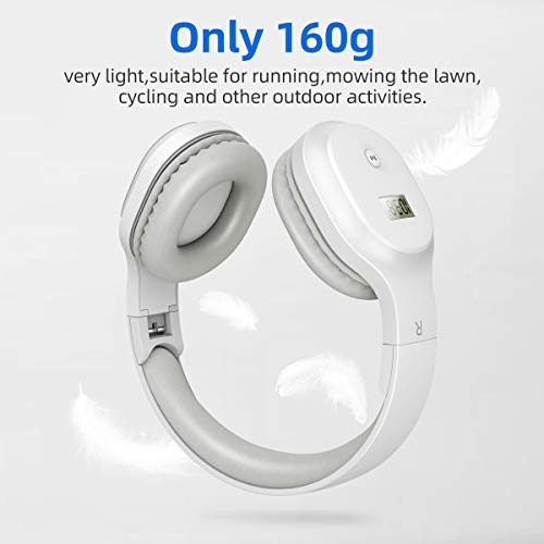 Image of Rechargeable and Portable Personal FM Radio Headphones with Best Reception, Wireless Headset Ear Muffs for Jogging, Mowing, Cycling, Meeting FM Receiver, White