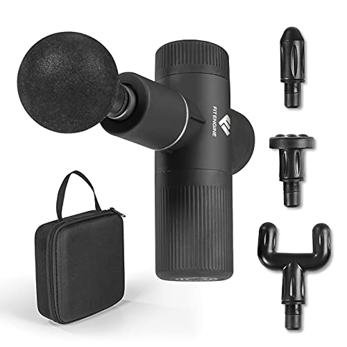 Mini pistolet de massage FitEngine | 4 buses avec 6 niveaux d'intensité | Pistolet de massage pour le cou, les mollets, etc. pour un massage musculaire ciblé | Avec sac de transport Cover