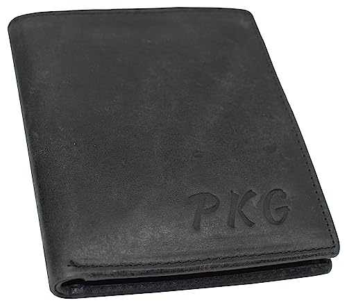 MARSHAL Personalized 100% Mens RFID Blocking Bifold Hipster Hunter Leather Euro Credit Card ID Wallet (Black)