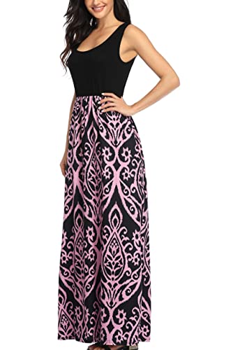 Image of Lacavocor Womens Summer Maxi Dress Tank Top Sleeveless Long Dresses