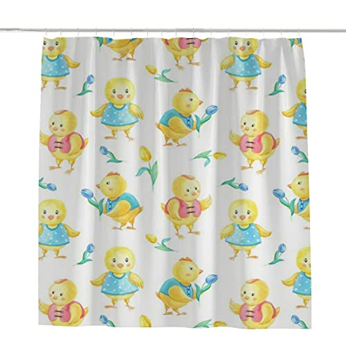 Rideau de douche en polyester CHEHONG jaune et bleu 168x183 cm - 2