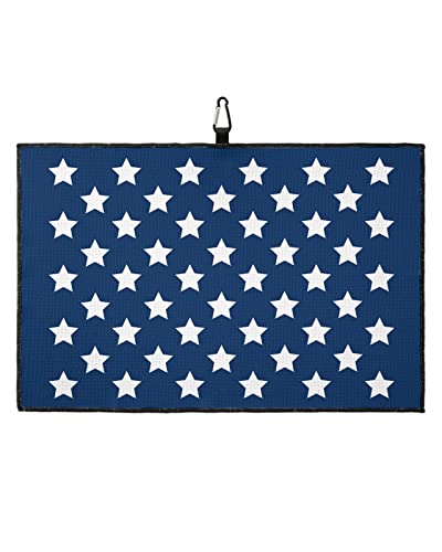 Golf Towel Independence Day White Pentagram On Navy Blue,Waffle Pattern Microfiber Club Cleaner Golf Towels With Carabiner Clip For Women Men Dad,Usa Flag Stars Golf Towel For Golf Bags 24X16In #TOP12