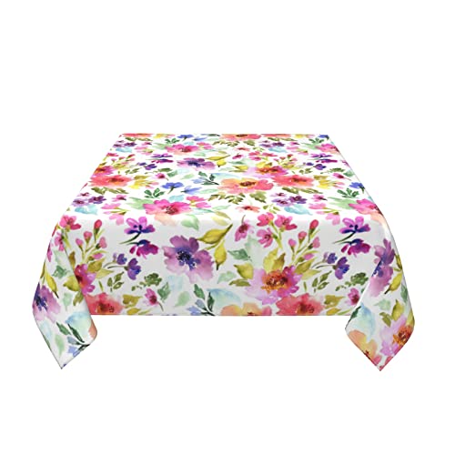 Square Tablecloth 52×52 Inch Spring Table Cloth Small Floral Cloth Tablecloths Indoor Outdoor Washable Wrinkle Free Stain Resistant Waterproof Fabric Table Cover For Square Tables Kitchen Dining Room #TOP2