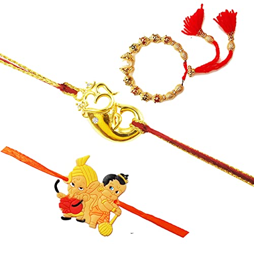 Image of 1 Pcs Stone Work Brother Bhaiya Bhai Rakhi With 1 Bhabhi Bangle Lumba And 1 Kids Rakhi For Rakshabandhan Family Rakhi Combo Set