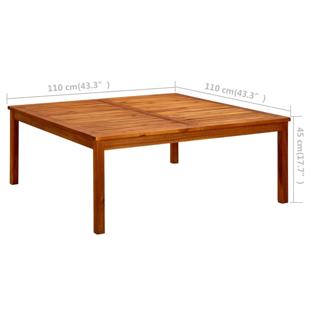 Stół ogrodowy 110 x 110 x 45 cm, z litego drewna akacjowego, odporny na warunki atmosferyczne, okrągły stolik pomocniczy, składany, wysuwany, trwały, stylowy na taras, balkon, do ogrodu, na