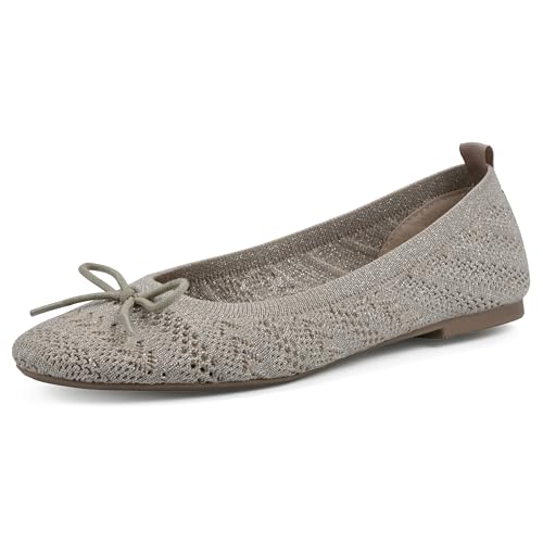 WHITE MOUNTAIN Zapatos planos de ballet Sashay para mujer, Dorado/Tela, 40.5 EU