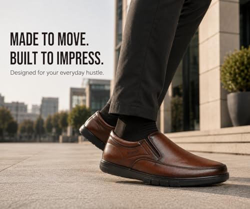 Image of Kraasa Brass Formal Shoes for Men | Vegan Leather Slip-On Office Shoes