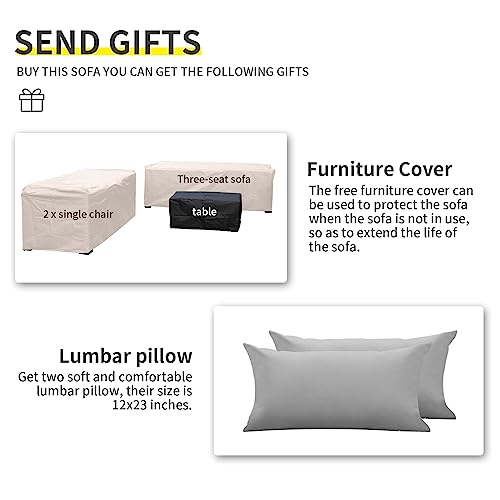 Lviden 4 Pieces Patio Pe Wicker Sofa Sets Outdoor Rattan Conversation Furniture Set Sectional Couch With Table And Grey Cushions #TOP5