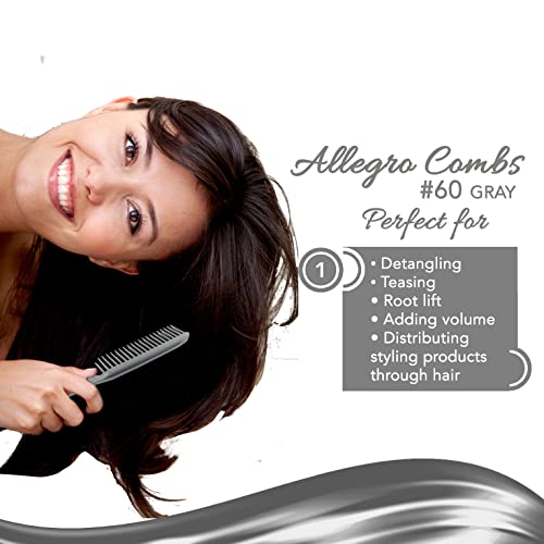Allegro Combs 60 Parting Three Row Combs Salon Hairstylist Hairdresser Detangle Combs For Natural Hair And Wigs For Curly Hair Made In The Usa 2 Pcs. (Grey) #TOP3