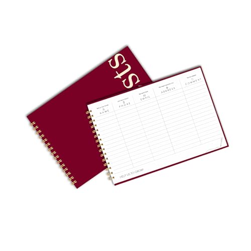 Image of Visitor Book - 8 x 12 Inches | Wiro Bound Guest Register for Hotels, Offices, Exhibitions, Boutiques & Business Use | Medium Size Visitor Log Book for Reception & Front Desk