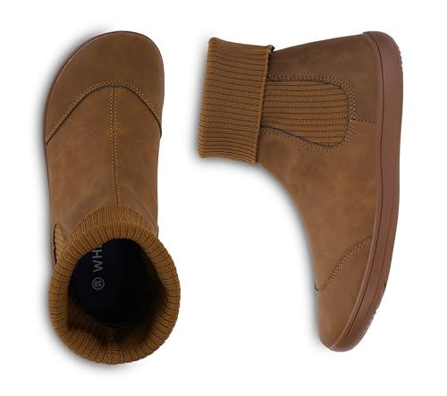 Image of WHITIN Women's Wide Barefoot Ankle Boots | Minimalist Chelsea Styles | Zero Drop | Stacked Sock-like Cuffs