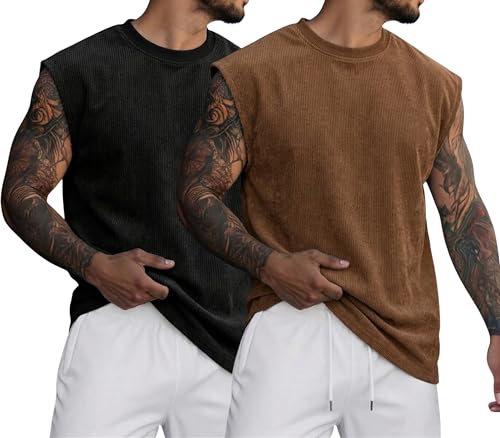 Image of RodZen Mens Polyester Tank Tops Sleeveless Round Neck T-Shirt for Gym, Running and Outdoor