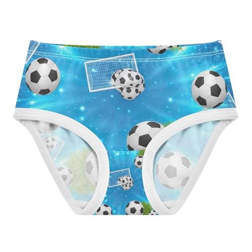 Toddler Panties, Black White Soccer Balls Girls' Cotton Brief Underwear, 2T–8 Years