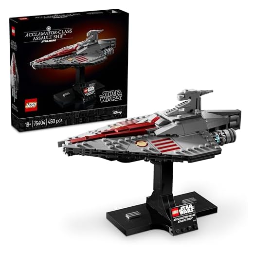 LEGO Star Wars L’Attaque des Clones Le Transport d’assaut de Classe Acclamator - Chasseur Collector inspiré du Film avec présentoir - Idée de Cadeau d'anniversaire pour Adulte et Adolescent 75404