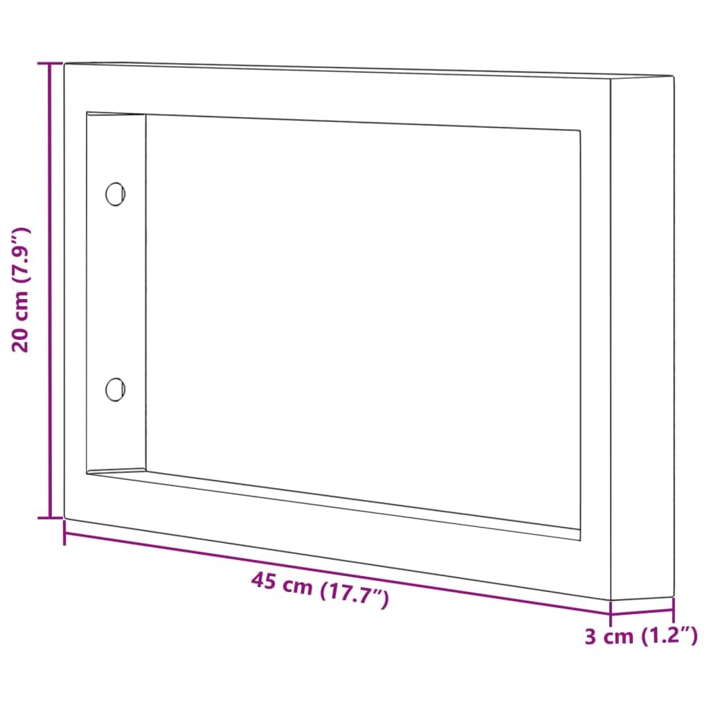 Set di 2 supporti per lavabo, in acciaio, rettangolari, per lavello lavabo, robusto supporto da parete per bagno e cucina, 20 x 45 cm