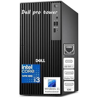 Dell 2026 Pro Tower PC Essential Desktop Computer, 14th Gen Intel i3-14100 (4-Core), Copilot AI, HDMI, Dual Monitor, 16GB DDR5 RAM, 512GB PCIe SSD, Windows 11 Pro for Small Business & Home Office