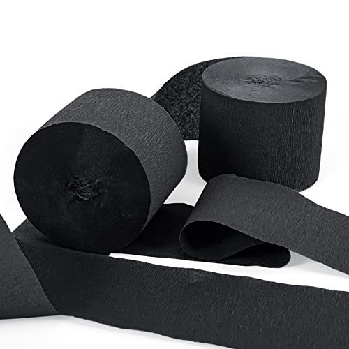 Crepe Paper Streamers Decors For Birthday Wedding Festival Ornament Graduation Colorful Candyland Party Backdrop, Rainbow Diy Supplies, Art Crafts (2 Pack Black) #TOP2