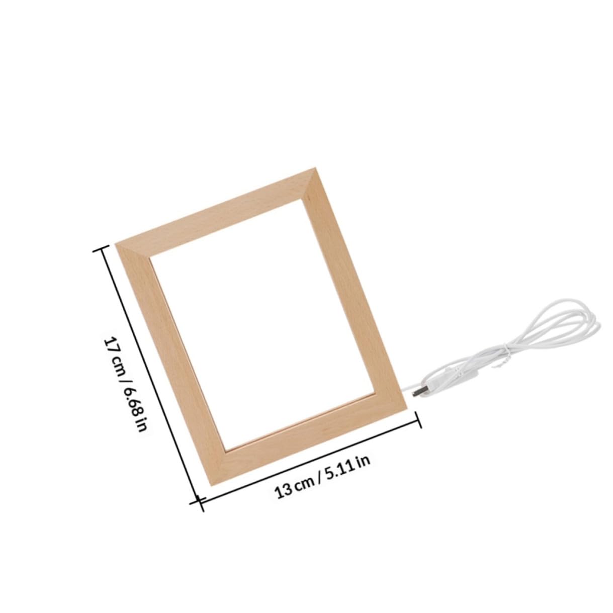 SHINEOFI Marco de Fotos LED de Madera Maciza 2 Unidades 170x130 Mm Luz Cálida USB Marco Iluminado para Decoración del Hogar y Luz Nocturna de Mesa