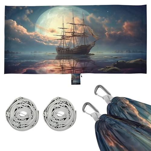 SDMKA Sailing Ship Camping Hammock, 330 lbs with 2 Tree Straps, Carry Bag, Single Portable Hammock for Outdoor/Indoor, Hiking, Beach, Backpacking, Travel