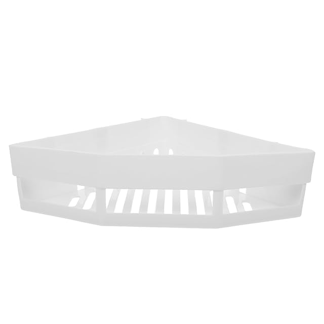 STOBAZA Wall Mount Corner Storage Rack Triangle Shower Draining Shelf Plastic Bathroom Organizer for Toiletries Easy Installation Punch