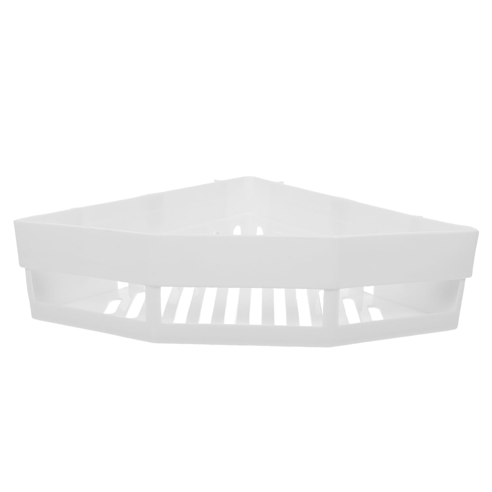 STOBAZA Wall Mount Corner Storage Rack Triangle Shower Draining Shelf Plastic Bathroom Organizer for Toiletries Easy Installation Punch