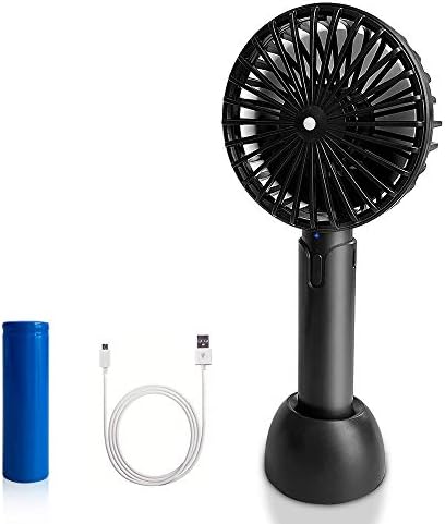 Portable USB Fan Battery Operated Fan with Flashlight, Quiet and Powerful Rechargeable Desk Fan for Phone Charge, Outdoor, Office, Backpacking (Black)