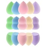 15 Pcs Makeup Sponges Set - 3 Shapes Multi-Colored Soft Cosmetic Sponges for Liquid, Cream & Powder Foundation, Concealer (Pink/Nude/Purple/Green/Blue)
