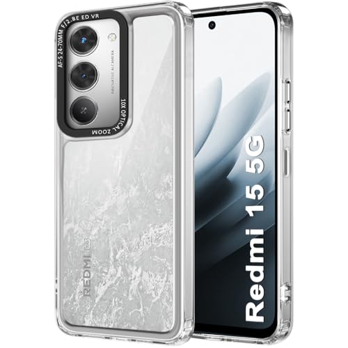 Image of TheGiftKart Hybrid Shockproof Back Cover Case for Mi Redmi 15 5G | Stylish Camera Border | Electroplated Buttons | Crystal Clear Hard Back Cover Case (TPU & PC, Transparent Bumper)