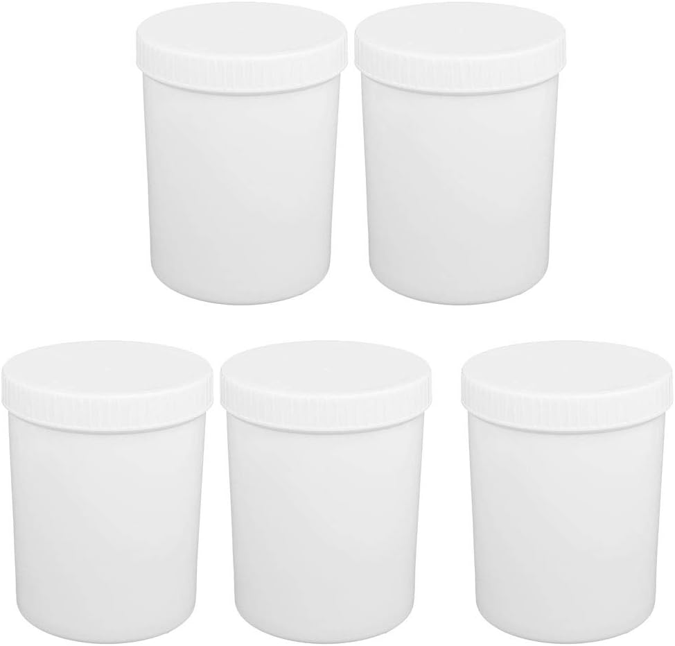 1000ml HDPE gauge Plastic Wide Mouth Round Laboratory Experiment Bottle White 5pcs