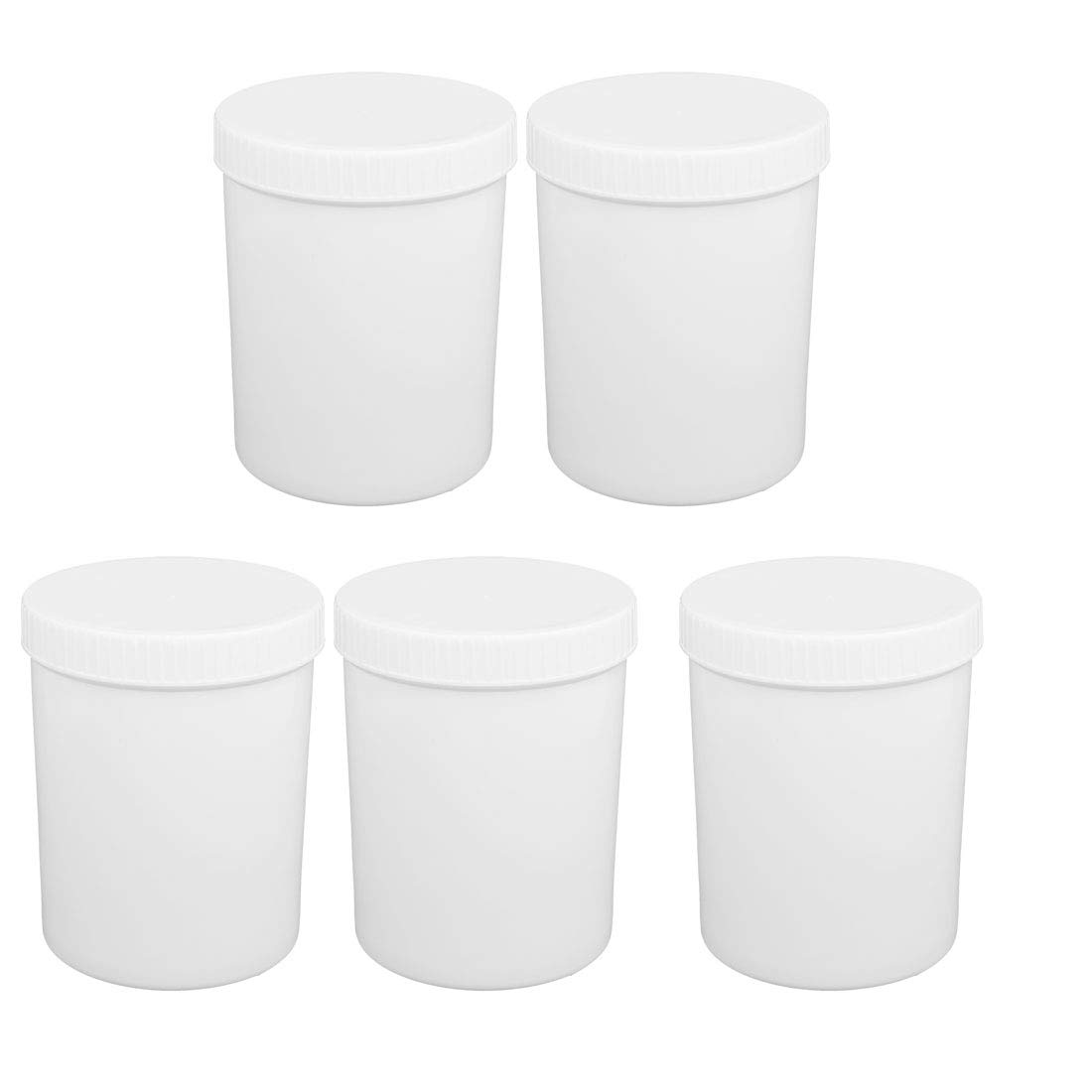 Aexit 1000ml HDPE gauge Plastic Wide Mouth Round Laboratory Experiment Bottle White 5pcs